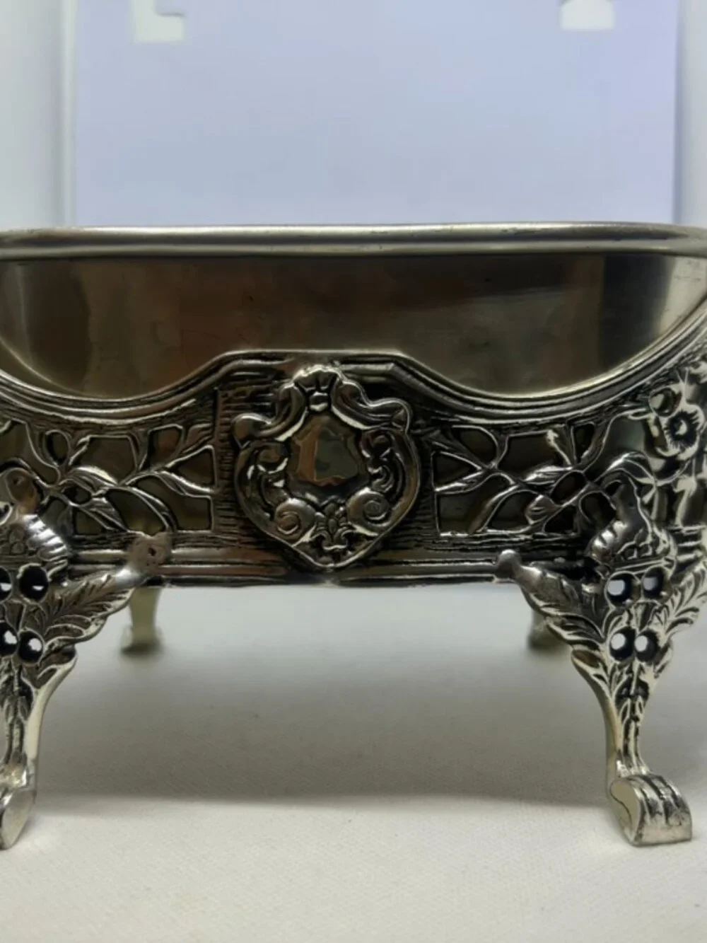Antique! Silver-Plated Ornate Basket With Ornate Floral Rococo Design ~11